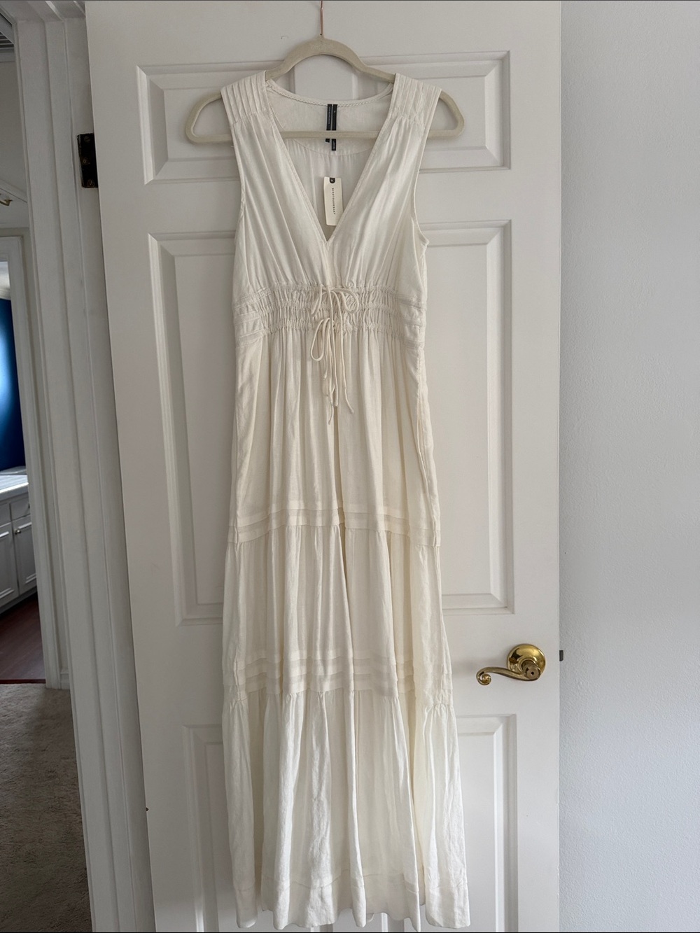 By Anthropologie Somerset Linen Blend Sleeveless Maxi dress